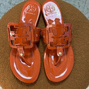 Tory Burch orange flip flops size 9